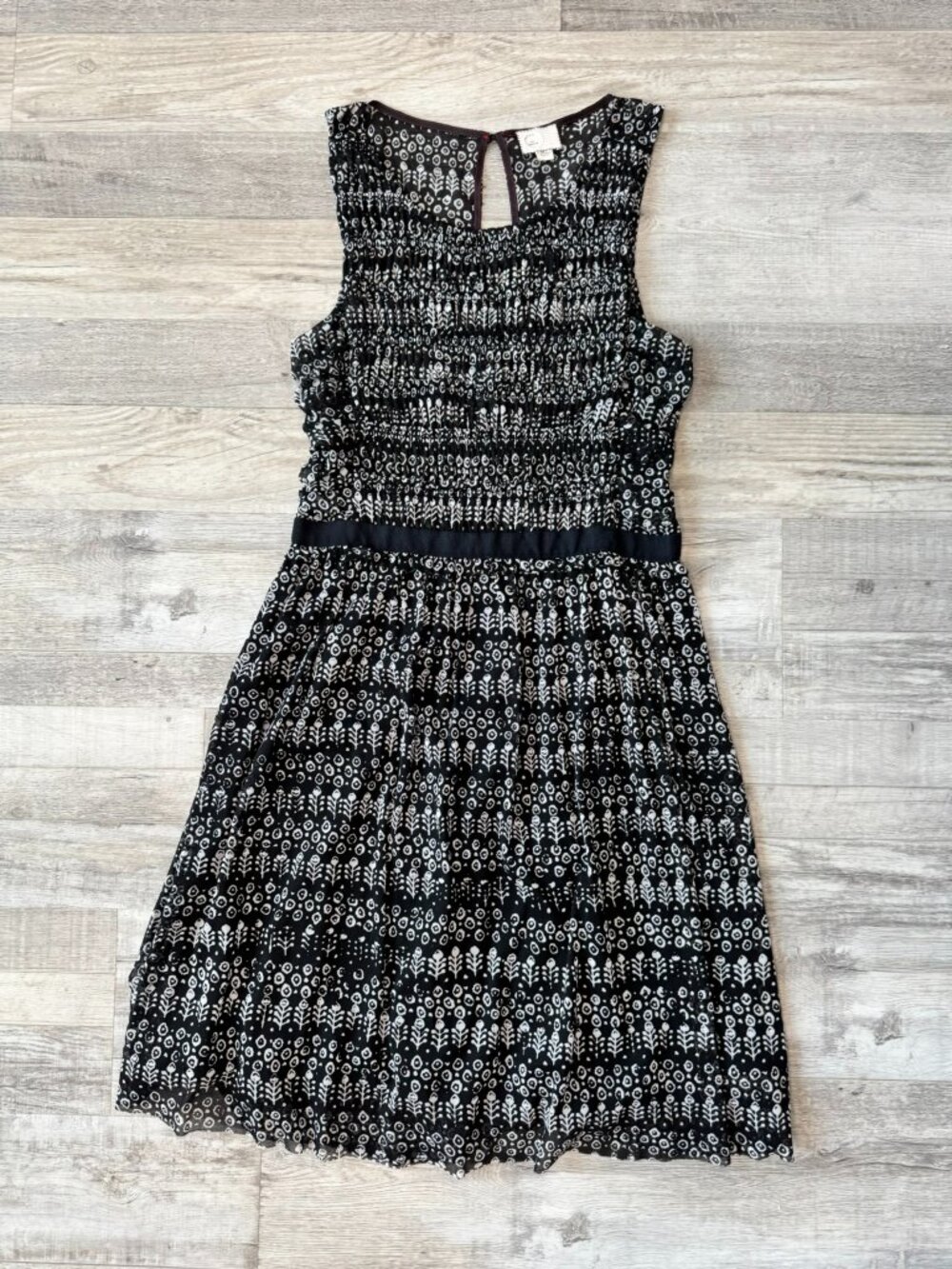 Anthropologie Passport Black Flowy Sleeveless Midi Dress Size Medium F7